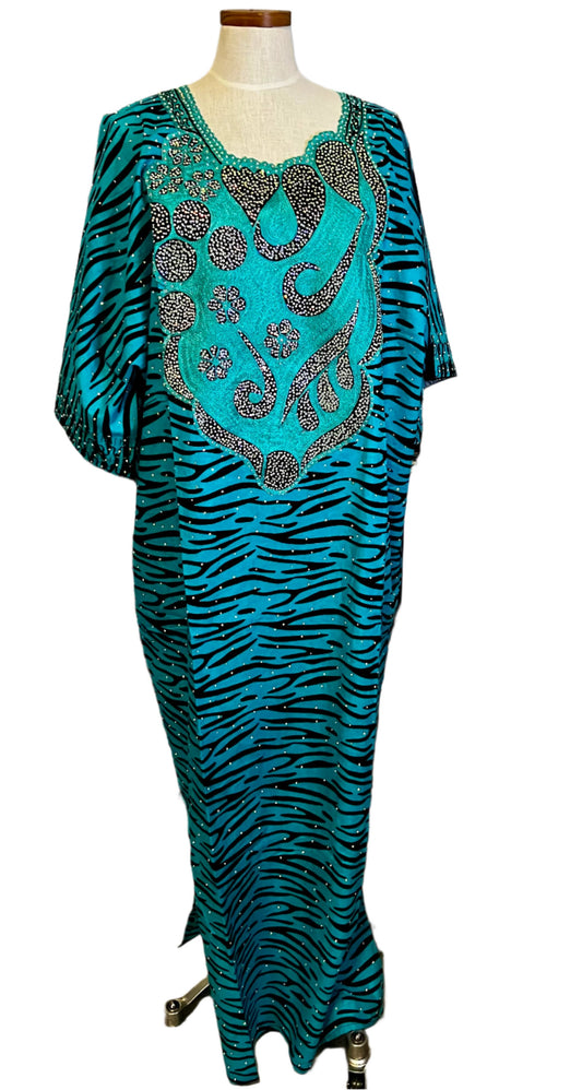 Afro Embroidered Ankara Dress/Kaftan