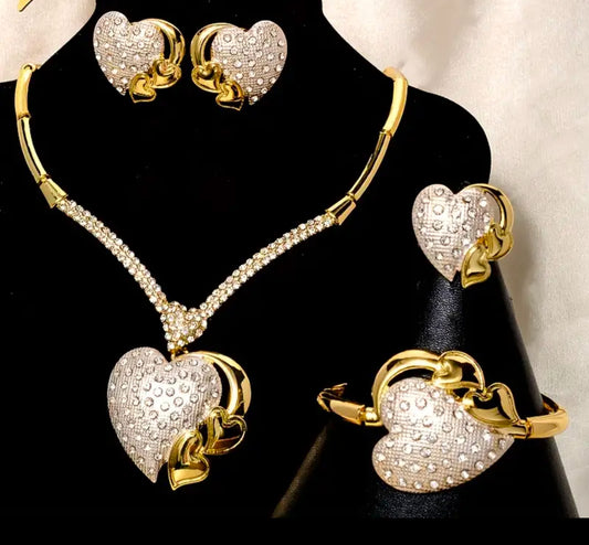 Love Heart Pendant Necklace Set