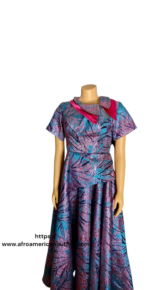 Afro Faith Damask Brocade Dress