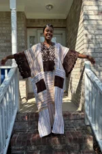 Special African Traditional Woven Aso-Oke/Kente Bubu Maxi Dress - Image 3