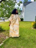 African Hand Beaded/Embroidered Afro Kayla Damask Brocade Kaftan Dress - Image 6
