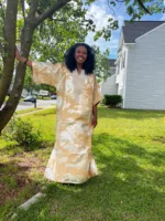 African Hand Beaded/Embroidered Afro Kayla Damask Brocade Kaftan Dress - Image 8