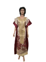 African Luxury Embroidered Damask Brocade Bubu - Image 2
