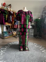 African Print Ankara Unique Embroidered Kaftan Dress - Image 8