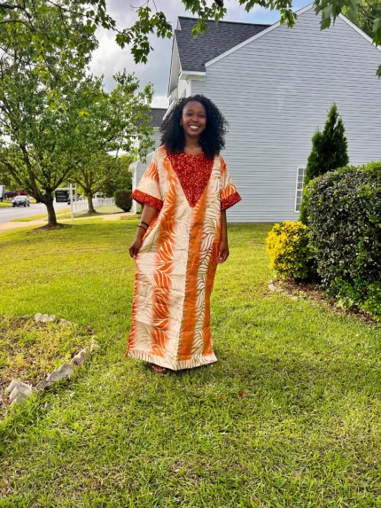 African Unique Damask Brocade with Sequins Boubou/Maxi Dress