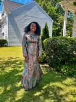 Luxury Damask Brocade Ftted Dress - Image 3