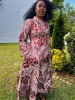 Luxury Damask Brocade Ftted Dress - Image 7