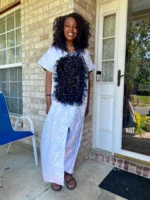 African Unique Damask Brocade with Sequin/Aso-Oke Boubou/Maxi Dress - Image 5