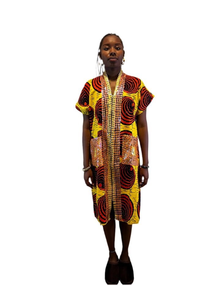 African Ankara Hand Beaded Short Maxi Bubu/Dress - Image 10