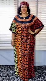 African Ankara Hand Beaded Round Neck Maxi Bubu/Dress - Image 4
