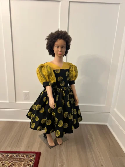African Ankara Girls Afro Sunshine Ball Dress