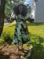 African Unique Luxury Damask Brocade Flare Dress - Image 3