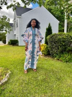 African Jaquard Brocade Beaded Afro Phoebe Kaftan/Bubu Dress - Image 2