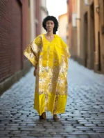 Luxury African Damask Brocade Bubu Maxi Dress - Image 11