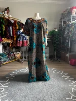 African Print Ankara Unique Embroidered Kaftan Dress - Image 2