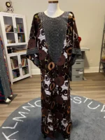 Beautiful Glittering Stone design African Ankara Print Kaftan/Dress - Image 4