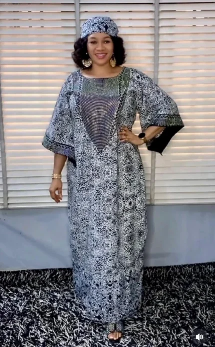 Beautiful Glittering Stone design African Ankara Print Kaftan/Dress