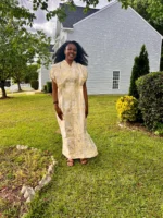 Luxury Gold African European Damask Brocade Bubu Maxi Dress - Image 3
