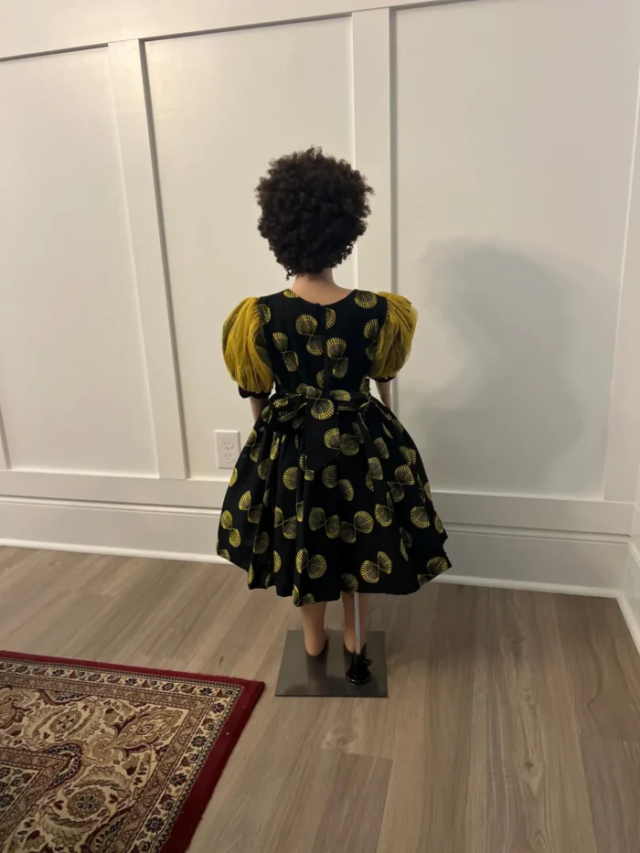 African Ankara Girls Afro Sunshine Ball Dress - Image 7