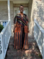 Special Occasions African Traditional Woven Aso-Oke/Kente Dress - Image 7