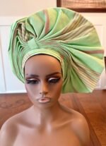 Traditional African Bridal and Rich Aunty Headgear/Head Tie Aso-Oke/Kente Auto Gele 2p Set Gele and Ipele - Image 6