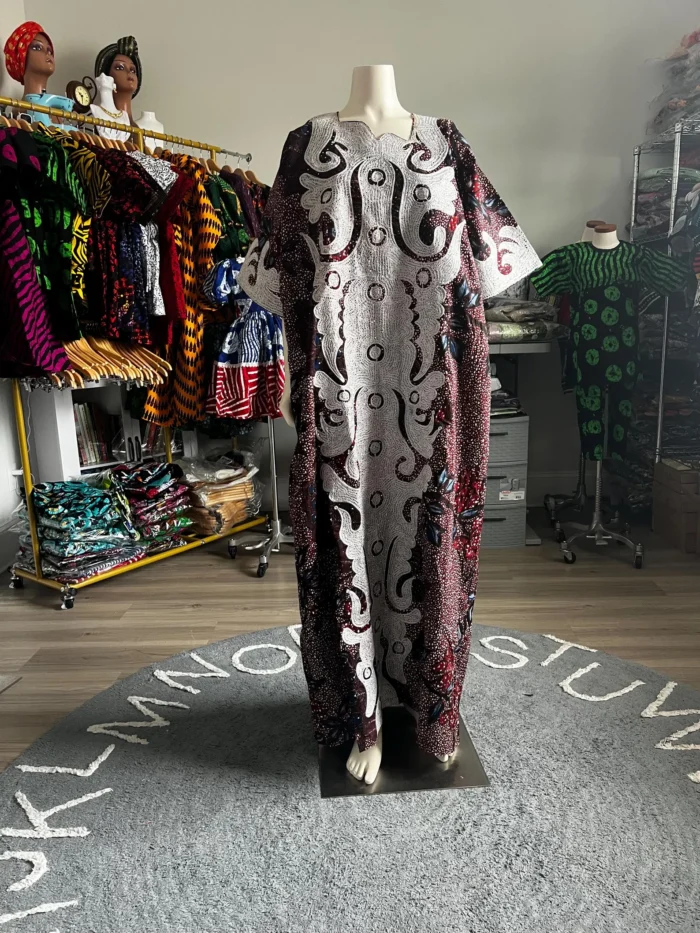 African Print Ankara Unique Embroidered Kaftan Dress - Image 7