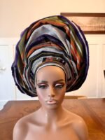 Traditional African Bridal and Rich Aunty Headgear/Head Tie Aso-Oke/Kente Auto Gele 2p Set Gele and Ipele - Image 7