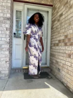 Elegant Damask Brocade fitted Afro Talia Dress - Image 5