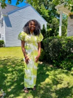 Elegant Damask Brocade fitted Afro Talia Dress - Image 6