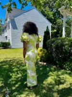 Elegant Damask Brocade fitted Afro Talia Dress - Image 7