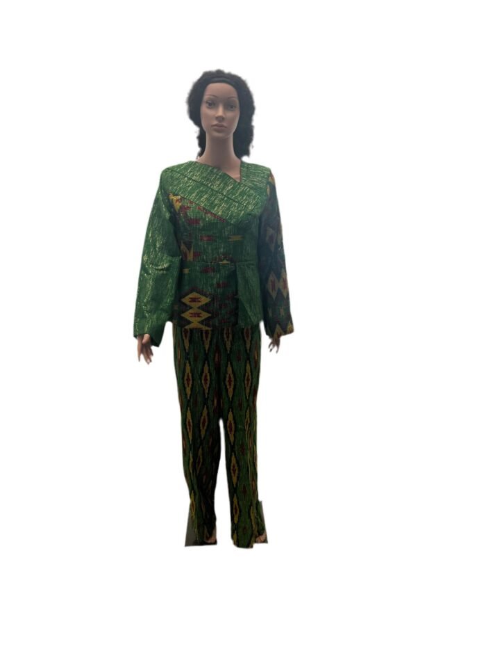 African Kente Gold Print 2p Pant Set - Image 9