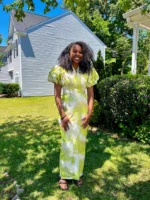 Elegant Damask Brocade fitted Afro Talia Dress - Image 9