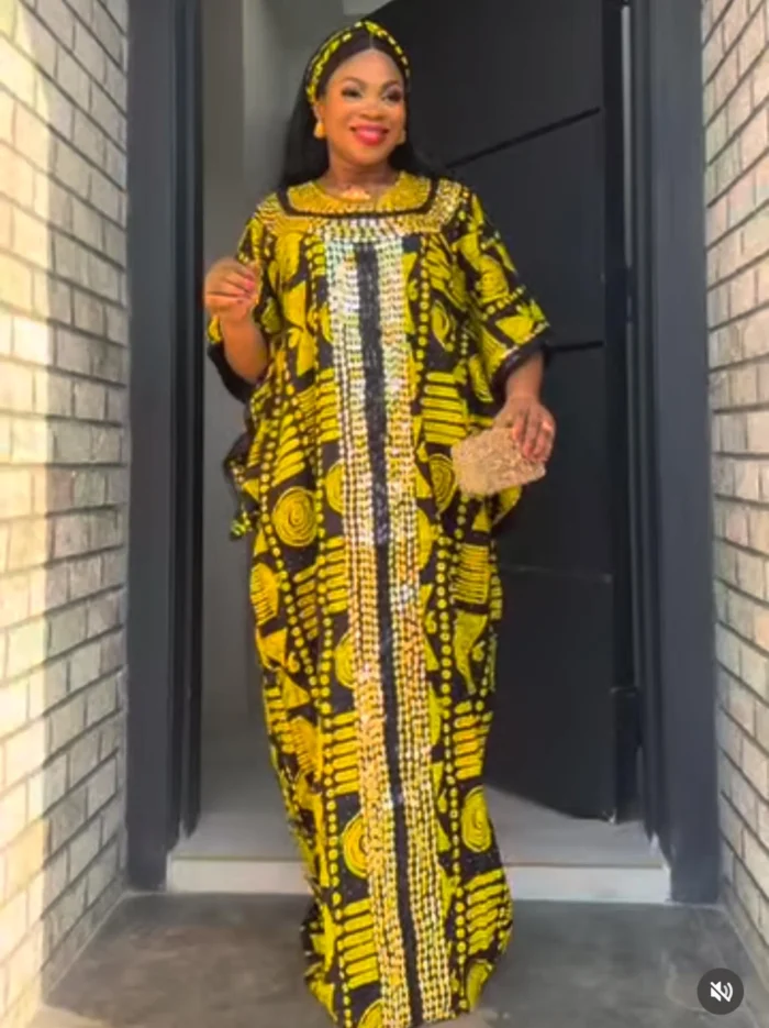 African Print Hand Beaded Luxury Dress - Image 3
