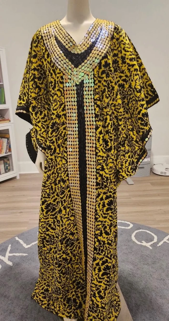 African Print Hand Beaded Luxury Dress - Image 10