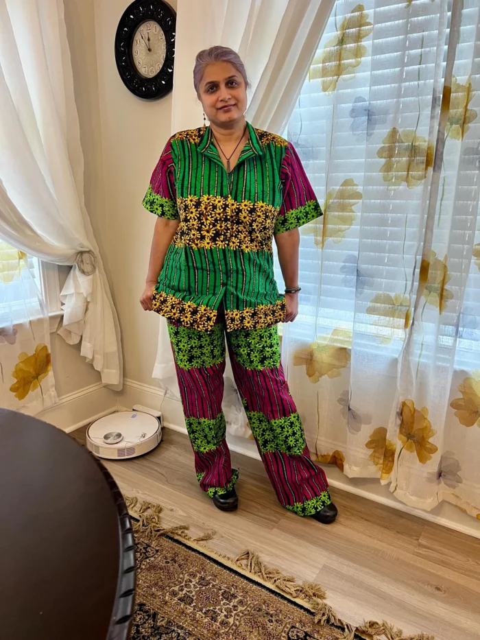 Mixed Pattern African Ankara Print 2p Pant Set - Image 7