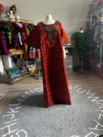 African Print Ankara Unique Embroidered Kaftan Dress - Image 10
