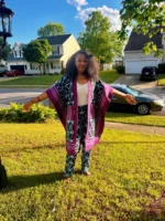 African Print Ankara Aso-Oke/Kente Kimono 2p Pant Set - Image 4