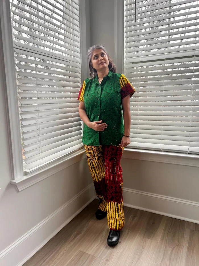Mixed Pattern African Ankara Print 2p Pant Set - Image 2