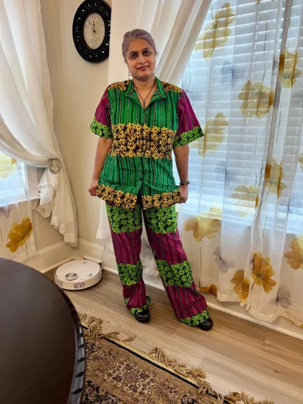 Mixed Pattern African Ankara Print 2p Pant Set