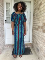 African Print Ankara Tie front/Off shoulder Fashion Dress - Image 8