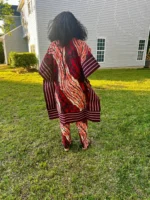 African Print Ankara Aso-Oke/Kente Kimono 2p Pant Set - Image 9