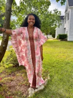 African Jaquard Brocade Beaded Afro Phoebe Kaftan/Bubu Dress - Image 11