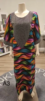 Beautiful Glittering Stone design African Ankara Print Kaftan/Dress - Image 10