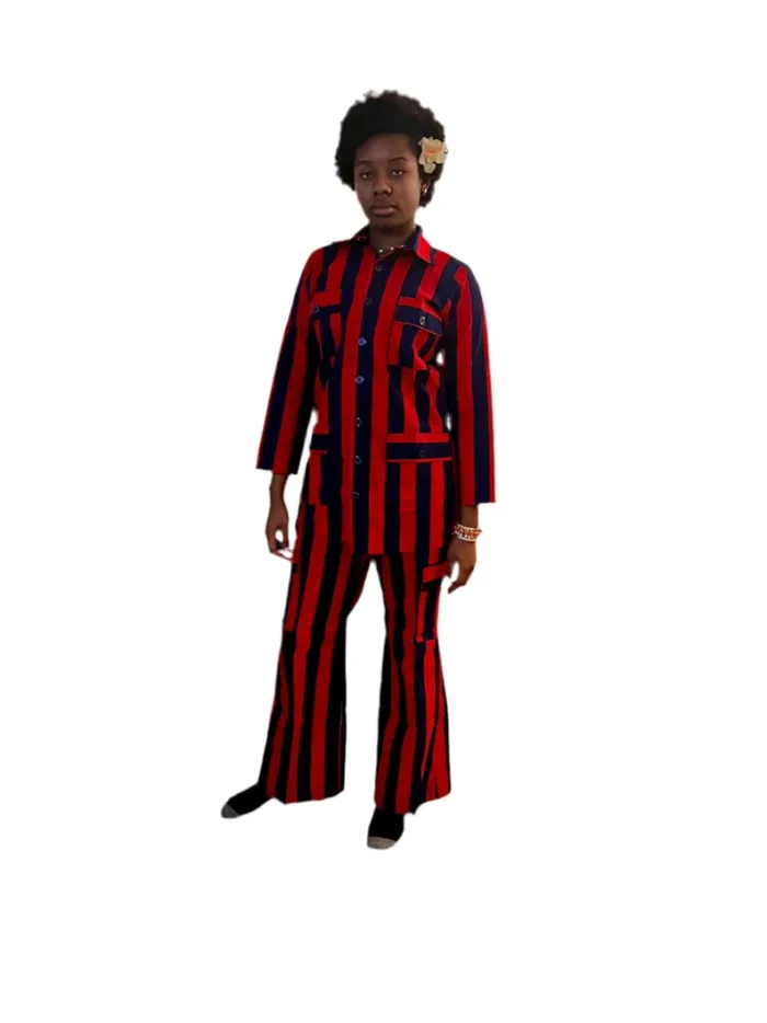African Print Ankara Stripped Design 2 p Pant Set - Image 9