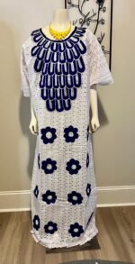 African Embroidered Lace Kaftan Dress - Image 8