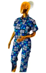 African Print Ankara Cropped Top 2p Pant Set - Image 4