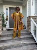 Modern African Print Ankara Aso-Oke/Kente Kimono 2p Pant Set - Image 4