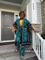 Modern African Print Ankara Aso-Oke/Kente Kimono 2p Pant Set - Image 12