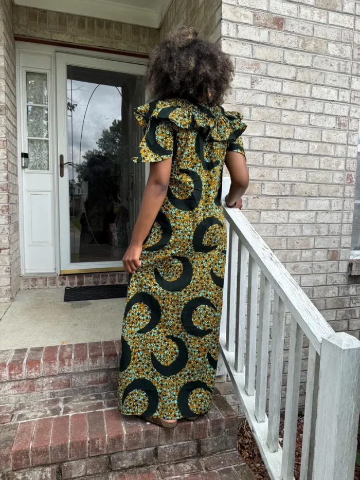African Ankara Print Afro Hadassah Smoked Top Dress - Image 2
