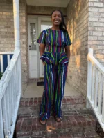 African Ankara Print Capris/Palazzo 2p Pant Set - Image 7